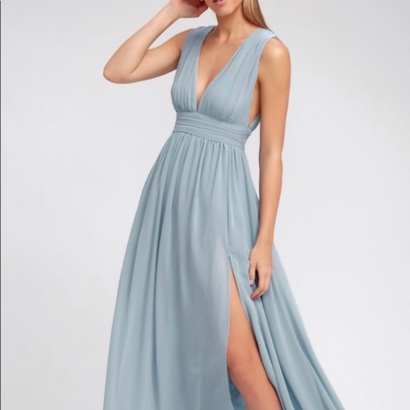 light blue maxi bridesmaid dress